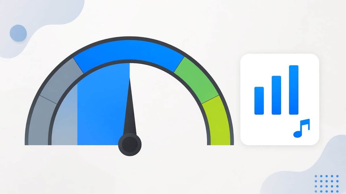 A semicircle tempo gauge with colored zones from slow to fast and a needle in the walking-pace zone next to a result card